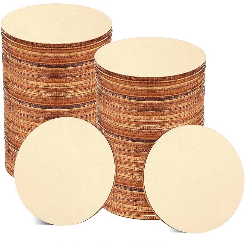Miếng Gỗ Tròn Decor Trắng 2 Mặt Gỗ Bạch Dương Đường Kính 55mm,Dày 4mm Dùng Làm Đồ Chơi DIY Quà Tặng Móc Khóa