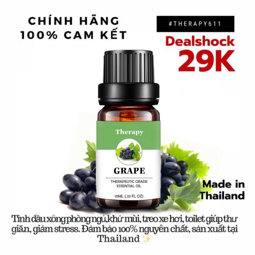 [𝗦𝗔𝗟𝗘]..::✨ Tinh Dầu Nguyên Chất Hương Nho - Grape THERAPY ✨::..