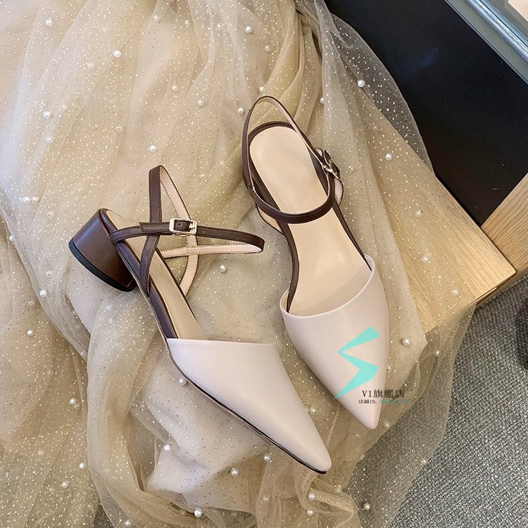 Giày Sandal Gót Thấp Mũi Nhọn Đơn Giản Phong Cách Hàn Quốc Dành Cho Nữ V1 | BigBuy360 - bigbuy360.vn