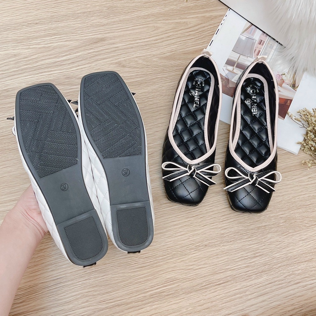 Ảnh thật Video Giày búp bê nữ viền nơ nhí mẫu mới da mềm êm chân siêu xinh