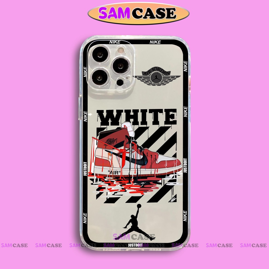 Ốp lưng iPhone Nike chống sốc cạnh viền vuông Silicon trong suốt cho iphone 6/6s/7/8/X/XS/11/12/13/14 Pro Plus Max