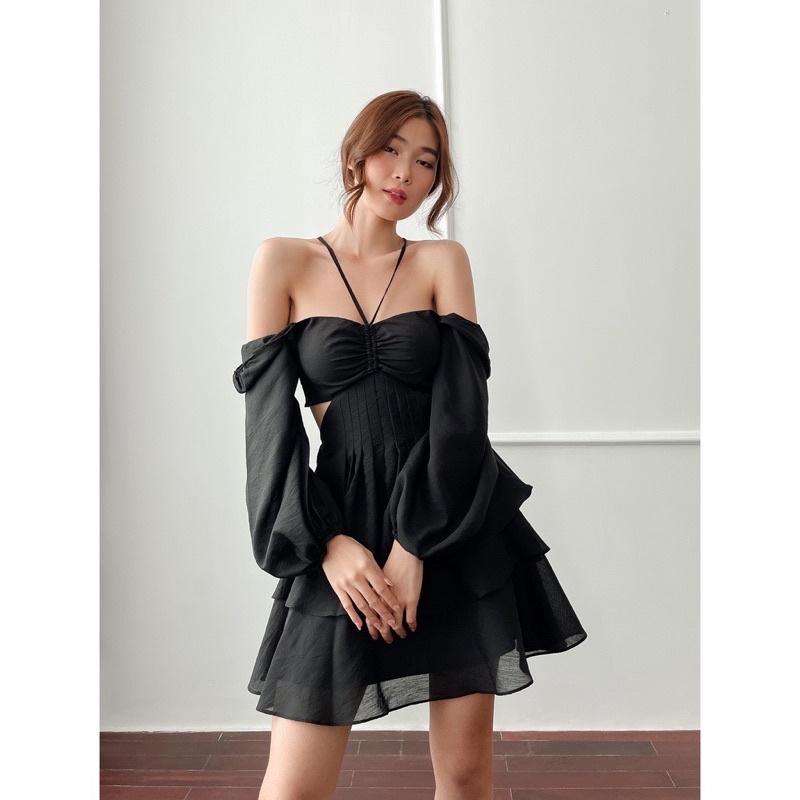 [HÀNG SẴN]Váy-đầm THIÊN NGA cut out chất voan mềm tiểu thư