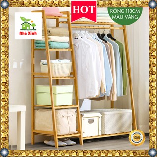 Tủ treo quần áo - Tủ tre mắc quần áo tiện lợi cao cấp  KT 140 x 110 x 40 cm ( Màu Vàng, Màu Nâu )