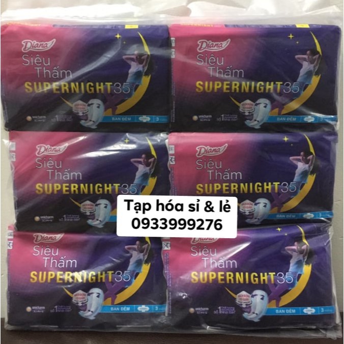 6 Gói diana super night siêu thấm 35cm (1 gói 3 miếng)