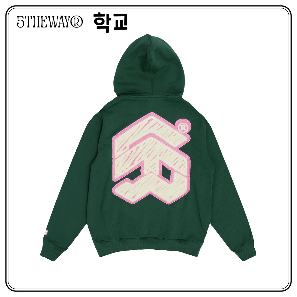 Áo Hoodie 5THEWAY /sketch/ thêu xù màu xanh lá Green