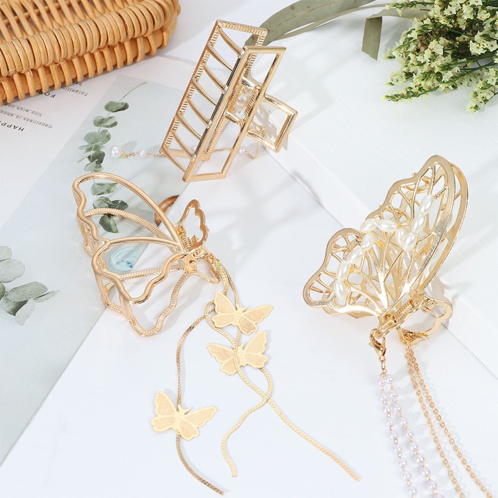 Kẹp Tóc Hợp Kim Hình Đuôi Cá Đính Ngọc Trai Phối Tua Rua Thời Trang