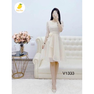 Xoài Non Đầm váy xinh nơ hông ( hồng, vàng ) siêu xinh tôn dáng cho nàng thời trang dạo phố, dự tiệc