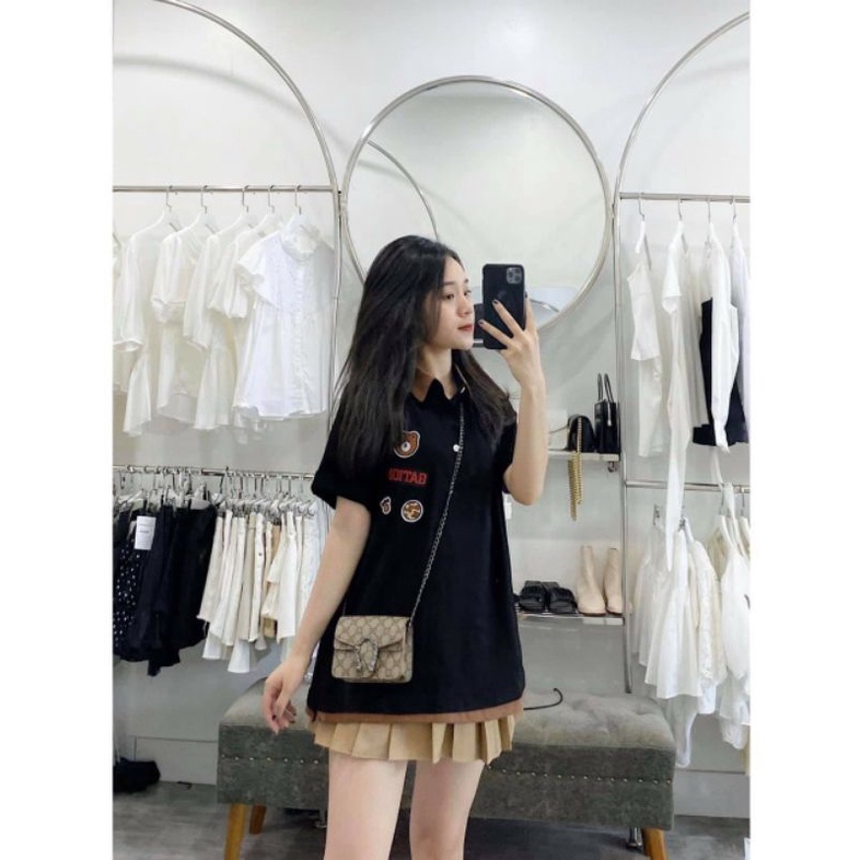 Set polo gấu mix chân váy cực xinh kèm ảnh thật