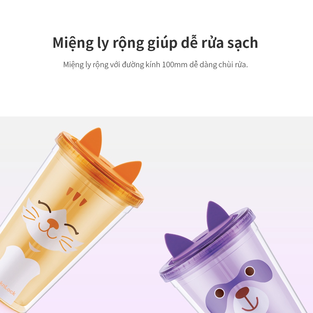 Ly nhựa 2 lớp Animal Lock&amp;Lock Double Wall Cold Cup 520ml - HAP512 (2 màu)
