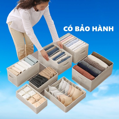 Hộp vải gấp gọn chia 7 ngăn 9 ngăn [ Hàng Xuất ] thùng đựng quần jean áo sơ mi áo thun cộc tay mùa hè sắp xếp tủ quần áo