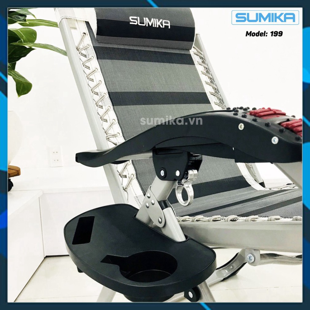 Ghế xếp thư giãn SUMIKA 199 - Mẫu mới nhất 2020, lăn tay massage, khung vuông cao cấp, tải trọng 200kg