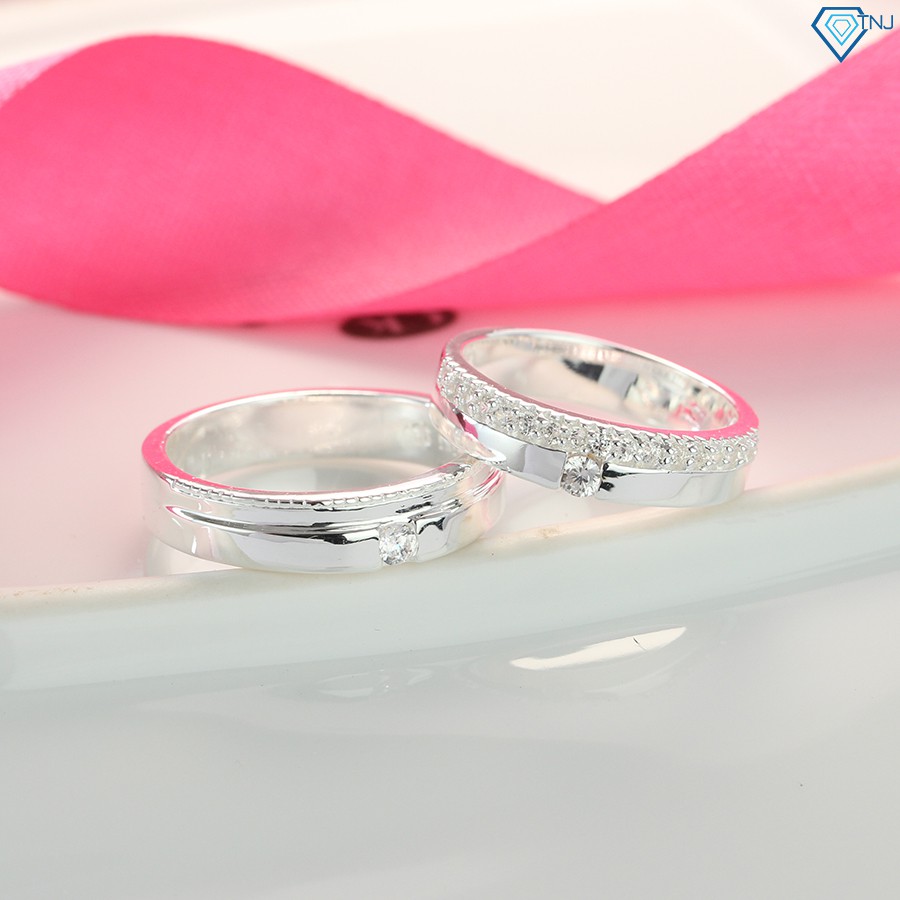 Nhẫn đôi bạc tình yêu đẹp khắc tên theo yêu cầu ND0338 Trang Sức TNJ