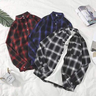 Áo Sơ Mi Flannel Caro Áo Khoác Nam Nữ Form Rộng Cá Tính Unisex