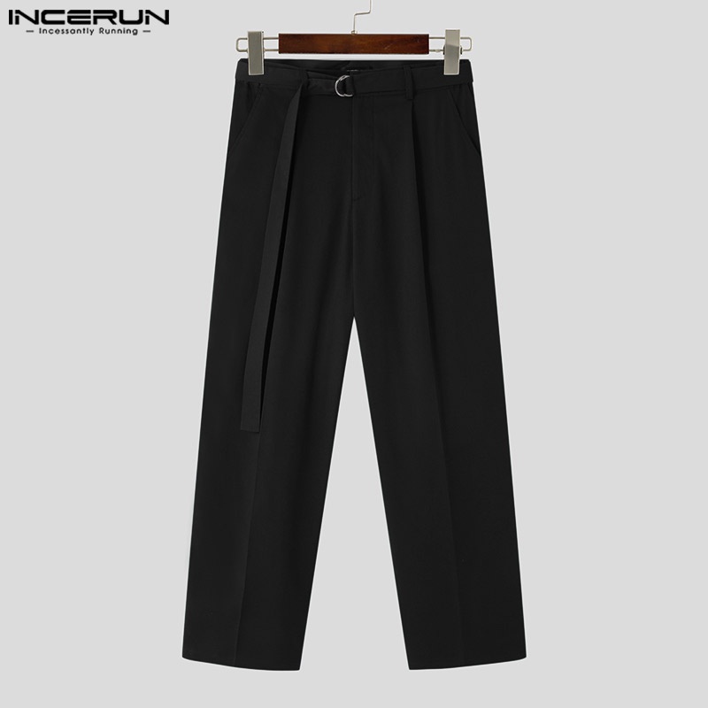 Quần dài INCERUN ống rộng màu trơn thời trang công sở cho nam giới