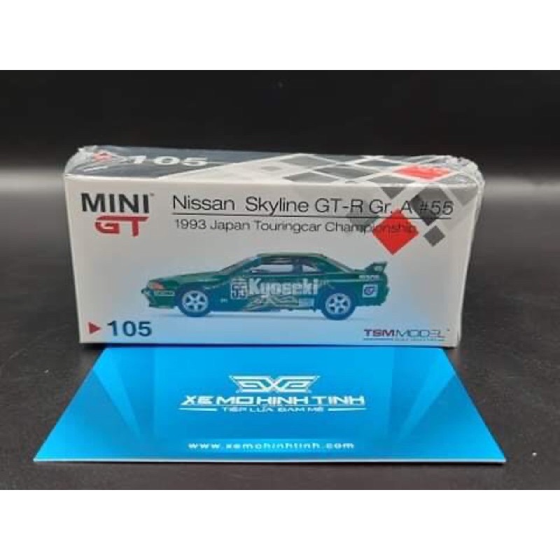 Xe Mô Hình Nissan Skyline GT-R (R32) GR.A #55 Kyoseki 1993 Japan Touringcar Championship RHD 1:64 Minigt ( Xanh )