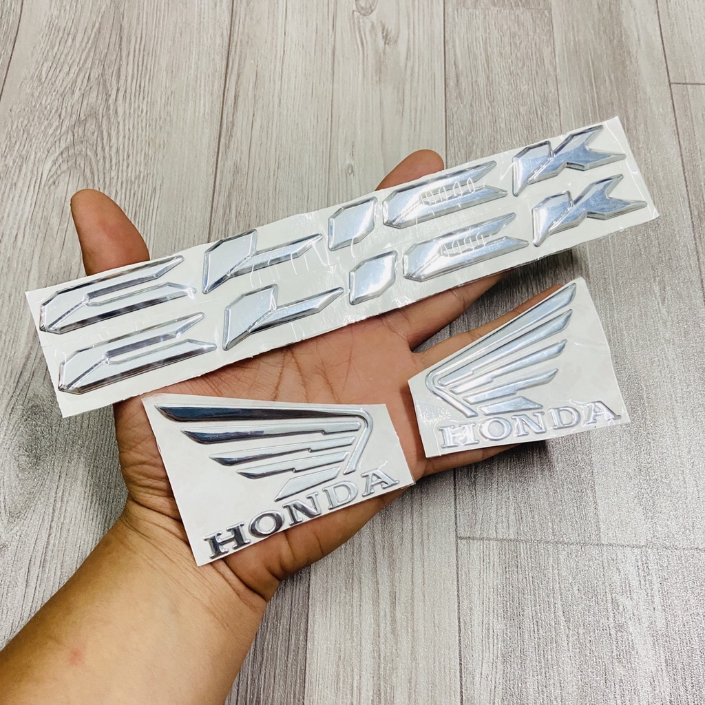 ( CLICK TRẮNG ) Bộ tem chữ kèm logo cánh chim chất liệu nhựa dẻo mạ chrome sáng bóng