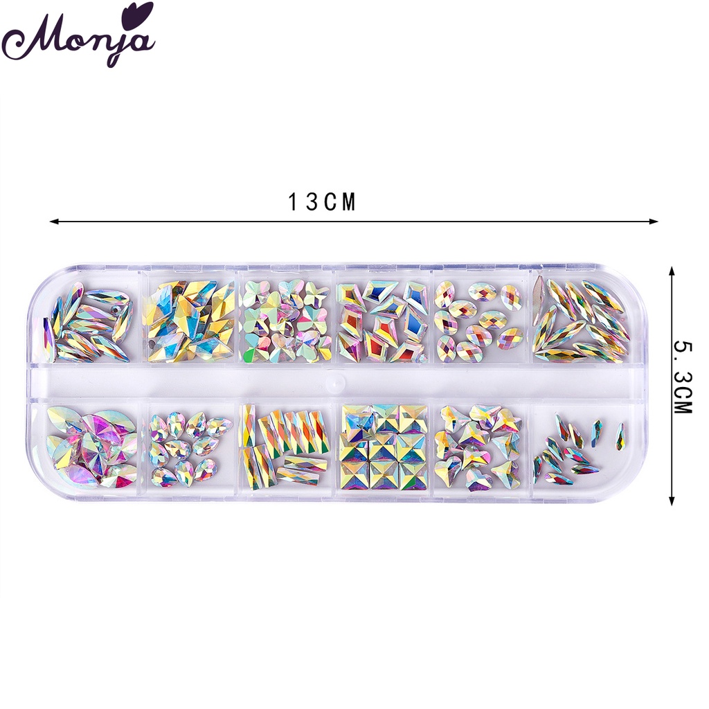 Monja Hộp 12 Ngăn Phụ Kiện Trang Trí Móng Tay 3d