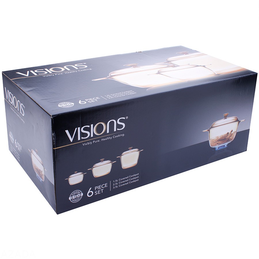 Bộ 3 nồi thuỷ tinh Visions (loại lớn) VS-330/CL1 .được làm từ chất liệu thủy tinh chịu nhiệt cao cấp Giữ nhiệt tốt