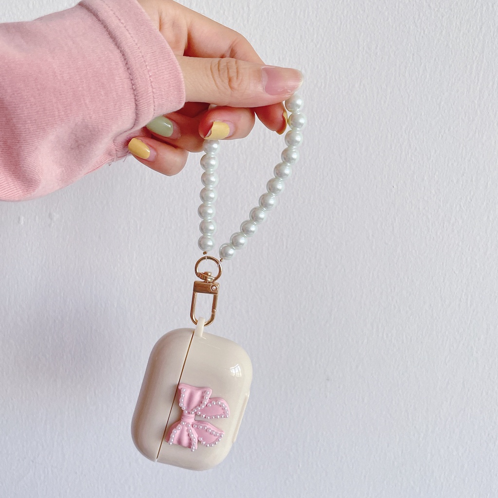 Vỏ bảo vệ hộp sạc tai nghe Airpods 1 2 3 pro bằng TPU mềm hình nơ hồng dễ thương case