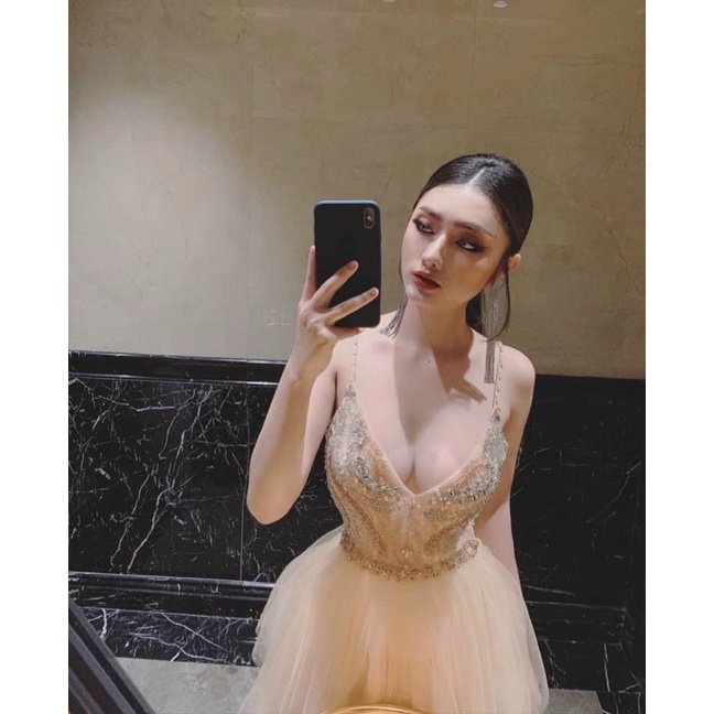 Đầm váy nữ xoè tầng 2 dây có 4 màu