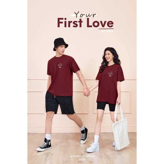 Áo phông unisex &quot;FIRST LOVE&quot; byjolie chất cotton thoáng mát