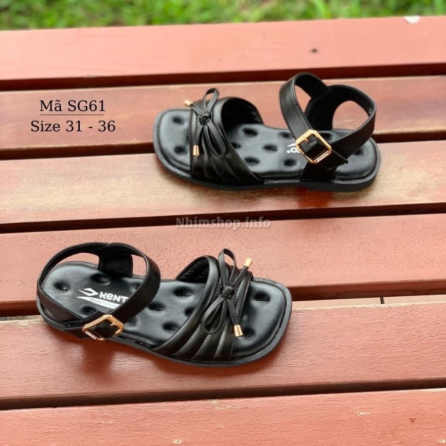 Giày sandal bé gái Kento quai ngang thời trang gắn nơ điệu đà phù hợp cho trẻ em nữ 6 - 12 tuổi đi học đi biển SG61