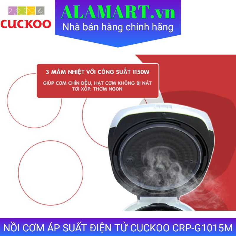 NỒI CƠM ÁP SUẤT ĐIỆN TỬ CUCKOO CRP-G1015M ĐỎ 1,8 lít nhập khẩu Hàn Quốc