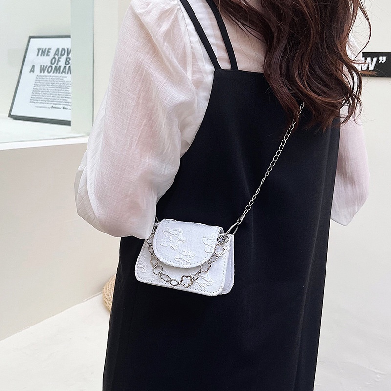 Túi Đeo JASMIN NOIR chéo nắp gập họa tiết hoa thời trang tùy chọn màu sắc dành cho nữ