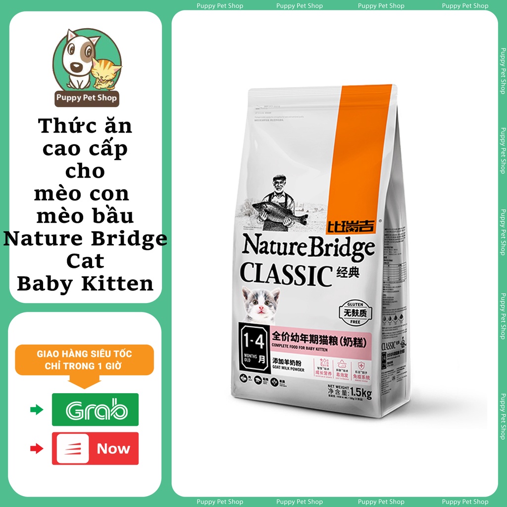 Thức ăn hạt Nature Bridge Cat Baby Kitten cho mèo bầu và mèo con dưới 3 tháng tuổi
