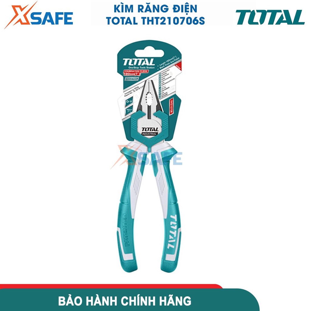 Kìm răng điện đa năng cao cấp TOTAL THT210706S 7&quot; kềm điện thép Cr-V chống rỉ siêu cứng tay cầm cách điện tiết kiệm 30%
