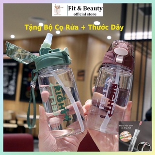 Bình nước cute đi học cho bé có ống hút chống sặc | bình đựng nước nhựa cao cấp đi học cho học sinh 550ml