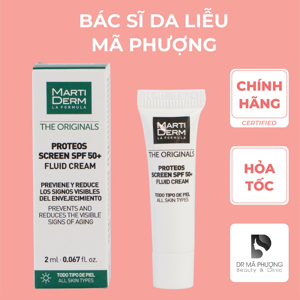 [CHÍNH HÃNG] SAMPLE KEM CHỐNG NẮNG MARTIDERM The originals Proteos Screen SPF 50+ mini 2ml TUÝP NHỎ