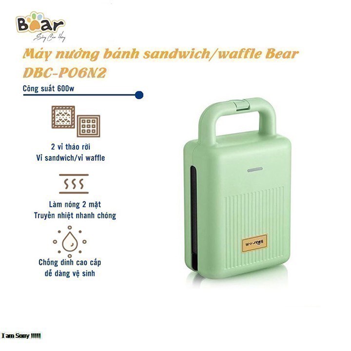 [Mã ELHADEV giảm 4% đơn 300K] Máy làm bánh tổ ong, nướng bánh mì đa năng Bear 2 khuôn