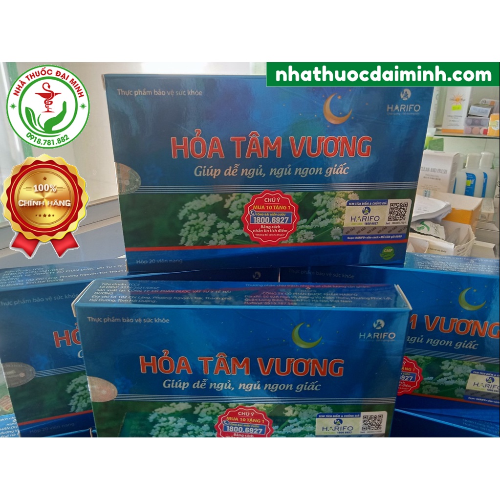 Hỏa Tâm Vương Hộp 20 Viên - Viên Uống Giúp Dễ Ngủ, Ngủ Sâu Giấc