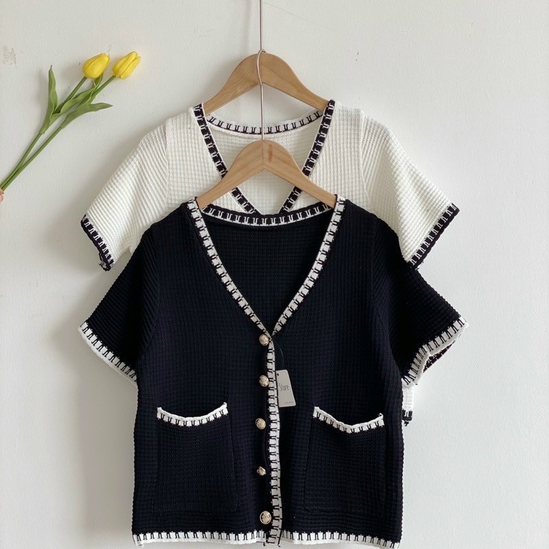 [Ảnh thật/Video] Áo len croptop dáng siêu đẹp sang chảnh dễ phối cộc tay