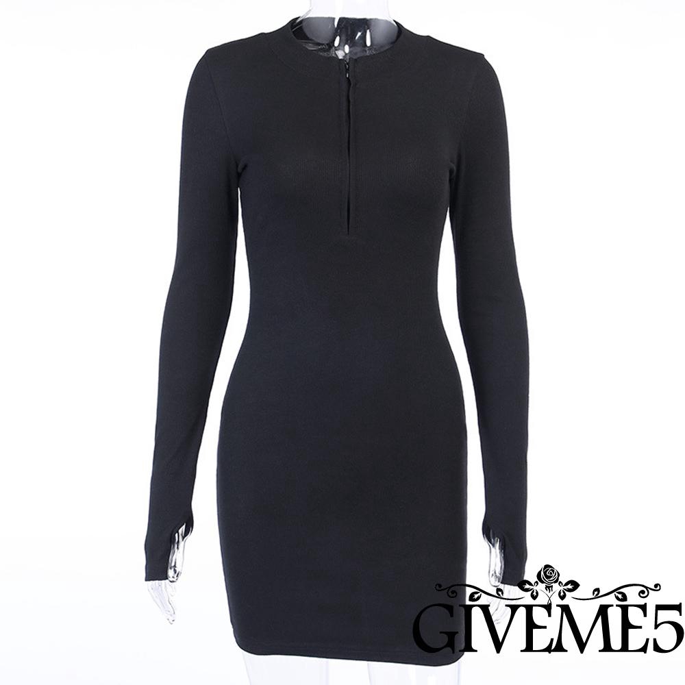 Đầm Ôm Dáng Cổ V Khóa Kéo Trước Quyến Rũ Cho Nữ