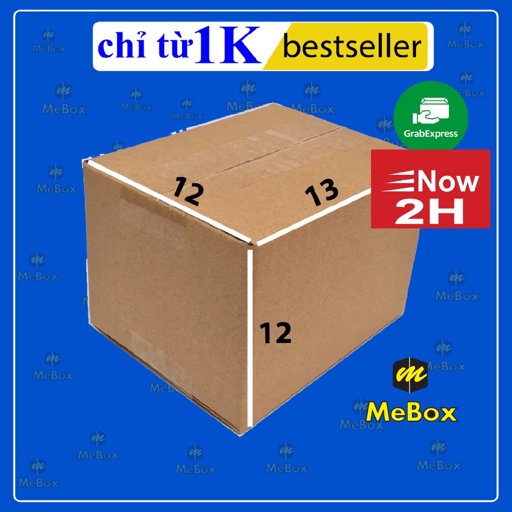 hộp carton gói hàng 13x12x12 trơn, dán đẹp