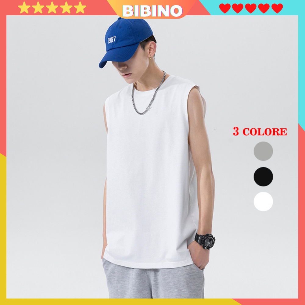 Áo ba lỗ tanktop nam nữ form rộng unisex big size sát nách thoáng mát vải thun mềm mịn thoáng mát cao cấp BIBINO