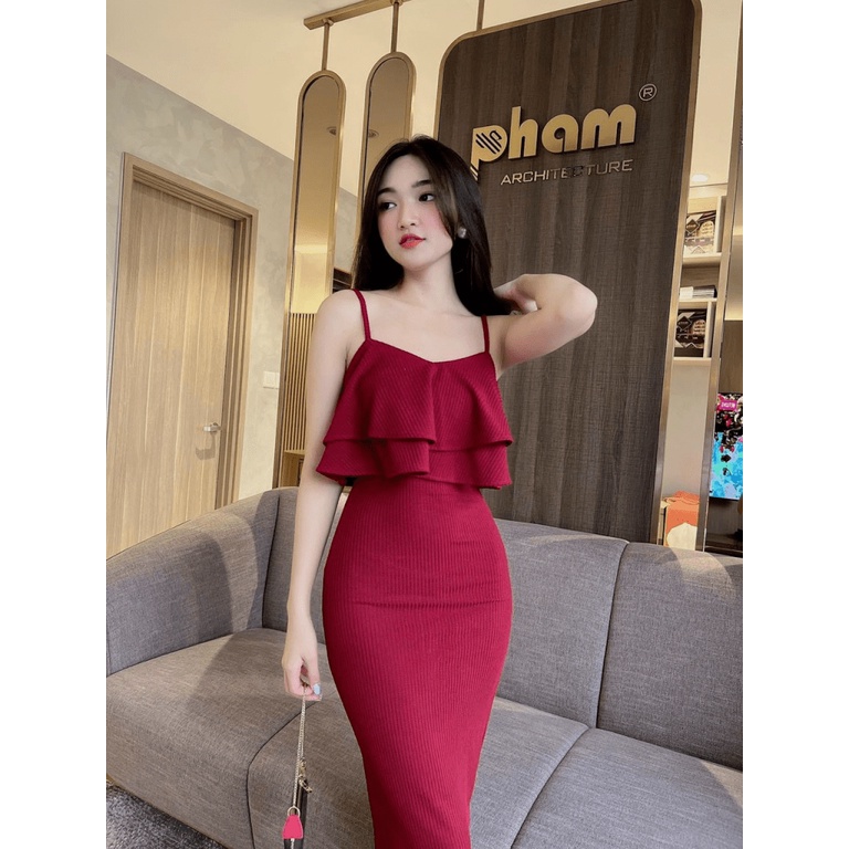 Đầm 2 Dây Bèo Ngực Chất Thun Gân Co Giãn Tốt Mặc Đẹp Ôm Dáng [NEW UNISEX]