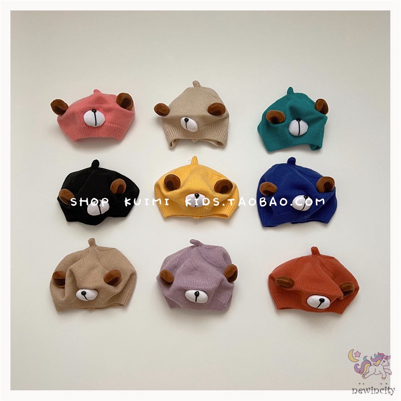 Mũ Beanie Dệt Kim Hoạ Tiết Hoạt Hình Phong Cách Hàn Quốc Cho Bé