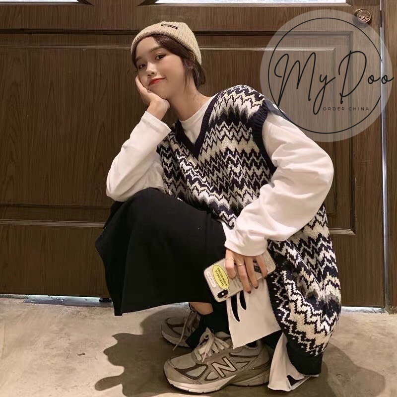 Áo Gile len Ziczac Ulzzang ⚡️HÀNG LOẠI I ⚡️ áo ghi lê hàn quốc cho nữ - GL06 | BigBuy360 - bigbuy360.vn