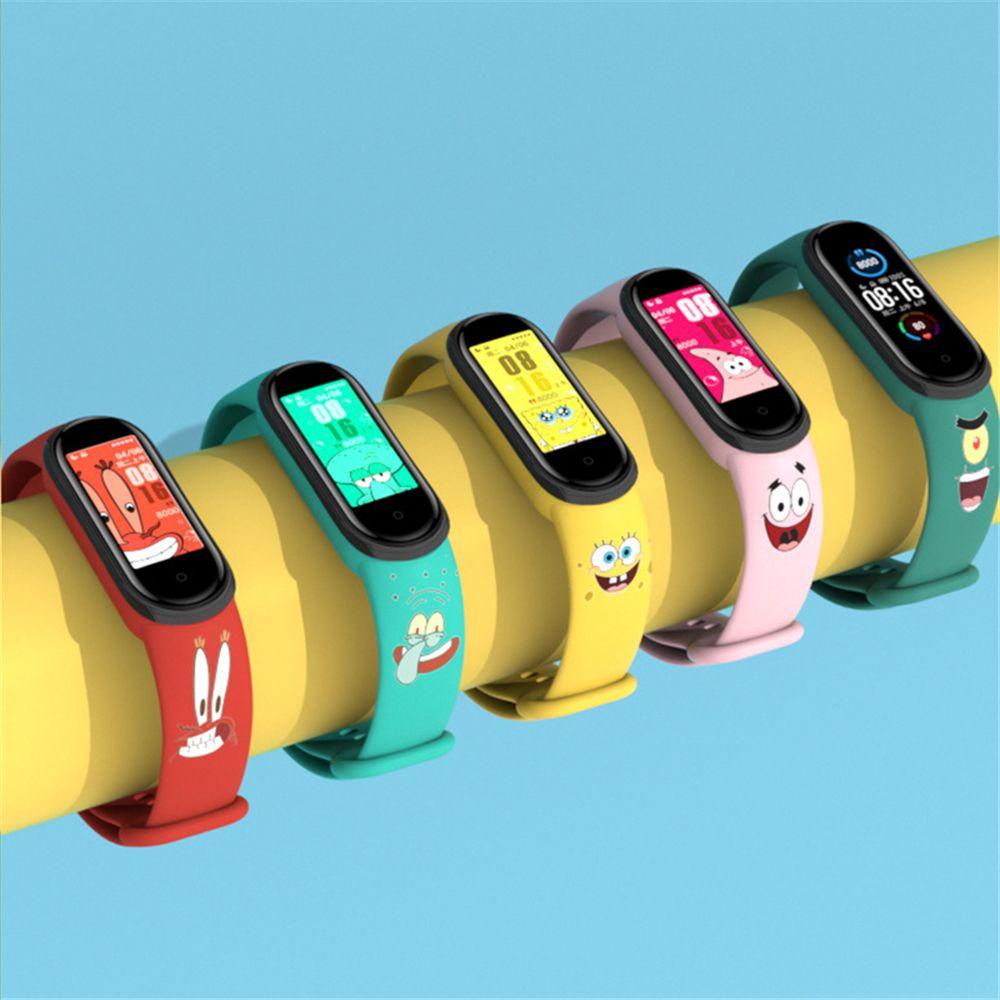BTLIMER Dây Đeo Thay Thế Chất Liệu Silicone Hình Spongebob Cho Xiaomi Mi Band 6 5 4 3 NFC