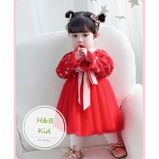 váy hanbook đỏ cho bé gái
