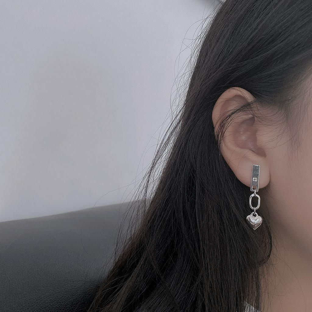 Bông tai trái tim 22619 phong cách Harajuku Nhật Hàn cá tính đơn giản độc đáo dễ phối đồ