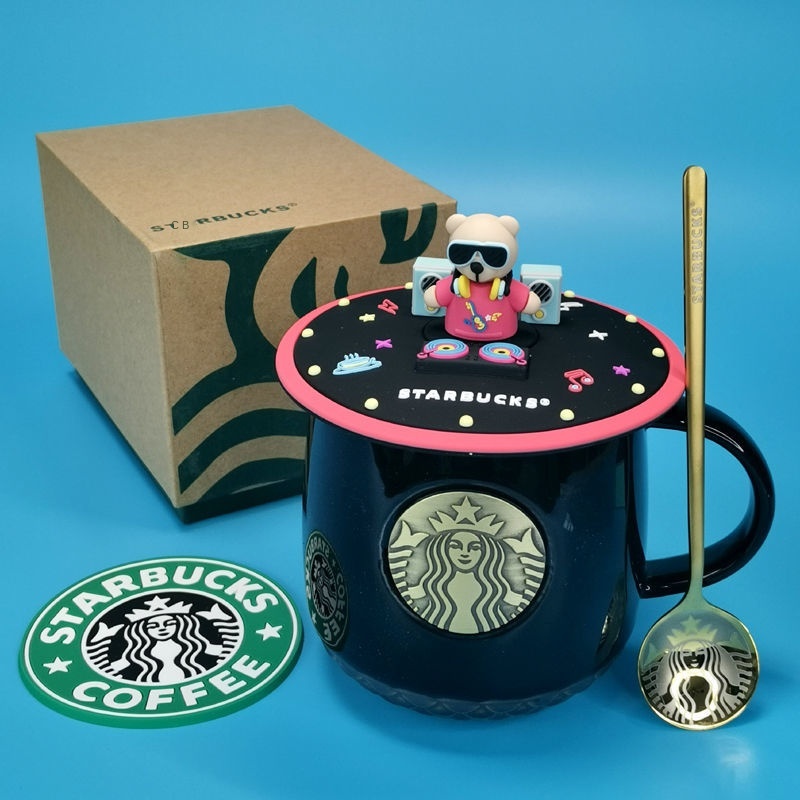 Cốc sứ Starbucks bằng đồng nàng tiên cá cà phê sữa dung tích lớn có nắp đậy thìa quà tặng cặp đôi