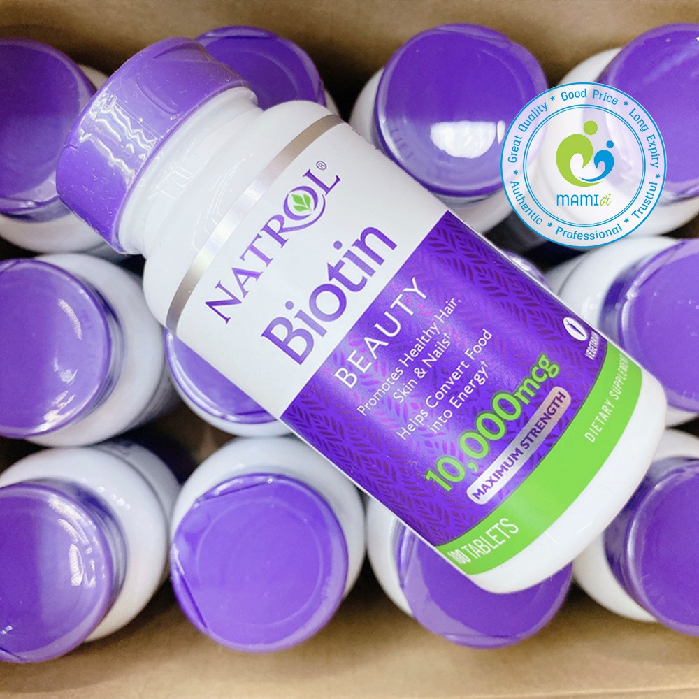 Viên uống (100v) hỗ trợ mọc tóc, móng khỏe cho người từ 12 tuổi trở lên Natrol Biotin Maximum Strength 10000mcg, USA | BigBuy360 - bigbuy360.vn