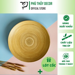 Đĩa hoa quả, đĩa tre cuốn tròn, đĩa gỗ decor, đĩa trang trí loại to D30cm hàng xuất khẩu, mây tre đan decor