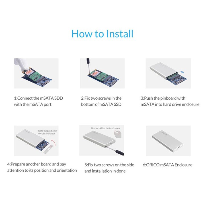 Box ổ cứng mSATA vỏ nhôm USB type-C Orico MSA-UC3 BX20