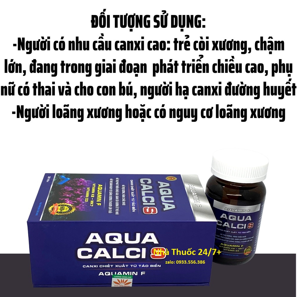 AQUA CALCI S - Calci Từ Tảo Biển Không Gây Nóng, Táo Bón Khi Sử Dụng