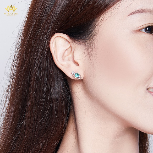 Khuyên Tai Bạc Nữ MIRASON Vũ Trụ Xanh Và Ngôi Sao Sáng Lấp Lánh MBTHTX - Bông Tai Nữ Bạc 925 Cao Cấp